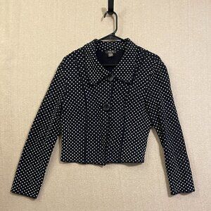 Zoe D Jacket Women's Petite Medium Black Polka dot 40% Wool